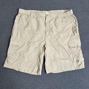 The North Face Cargo Shorts Mens 2XL Beige Nylon Elastic Waist Hiking Outdoor